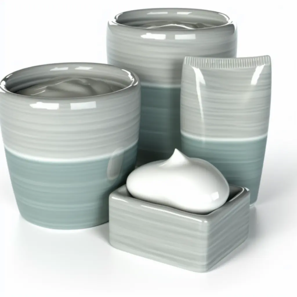 Eleganckie akcesoria łazienkowe ustawione na kamiennym blacie umywalki